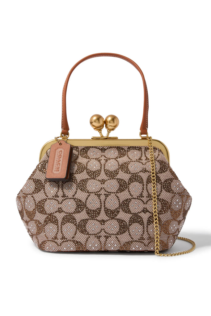 Coach Kisslock Fram Bag 16 in Crystal Signature Jacquard