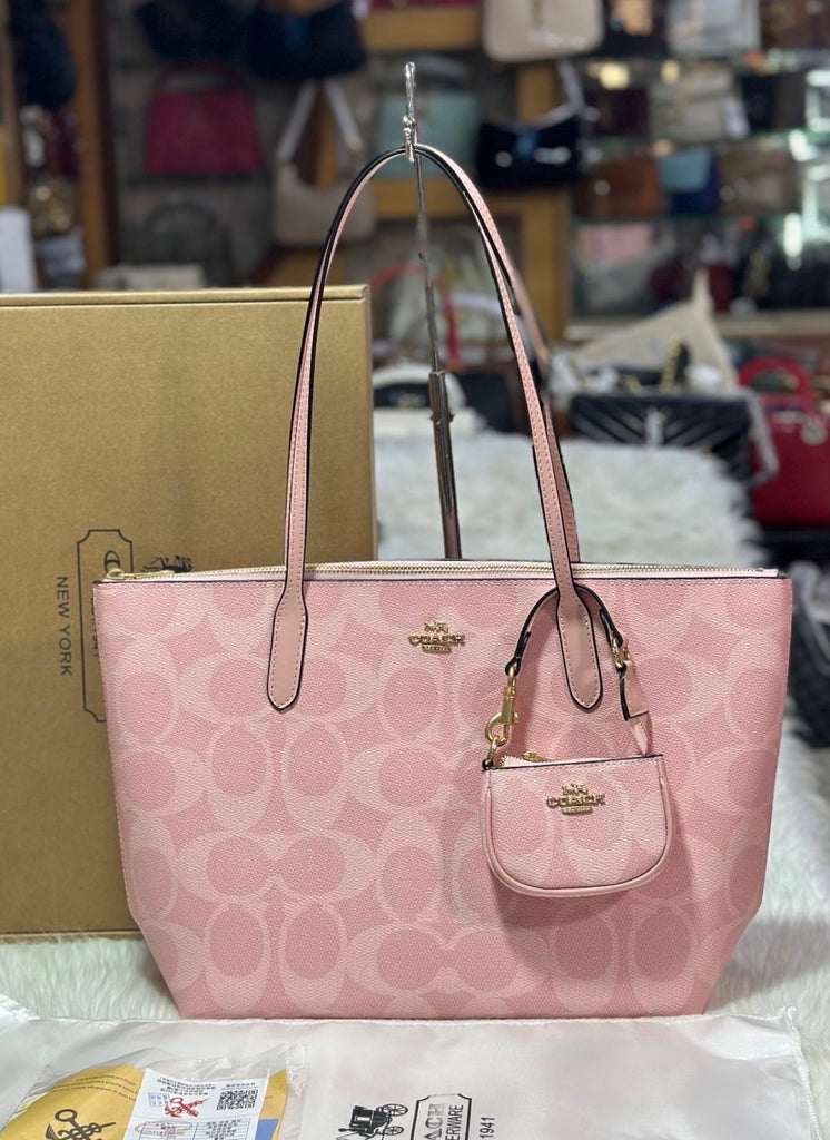 Coach Avenue Tote with Bear and Mini Bag Charm