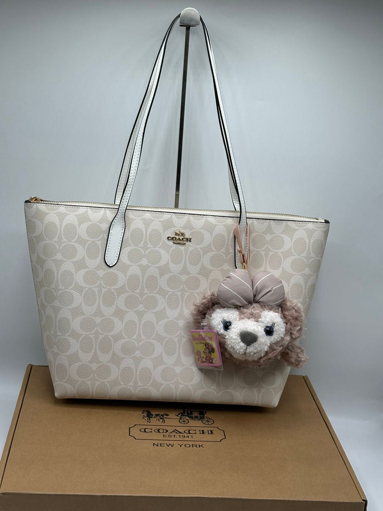 Coach Avenue Tote with Bear and Mini Bag Charm
