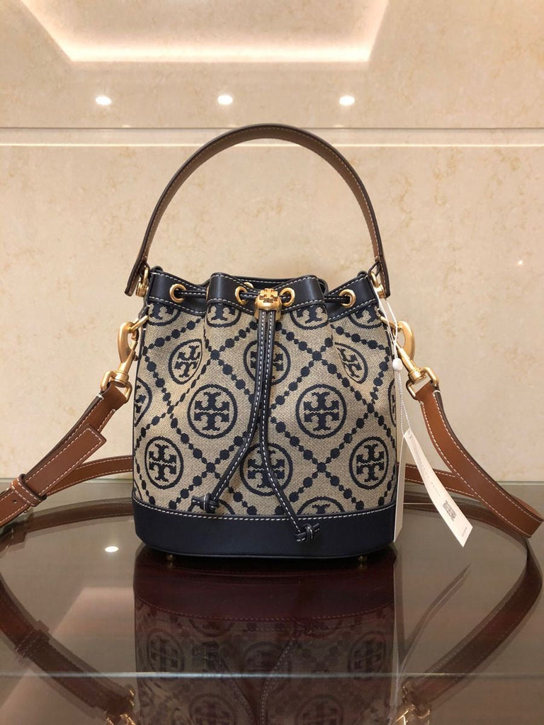 Tory Burch Jacquard Bucket Bag with Brand Box - Small