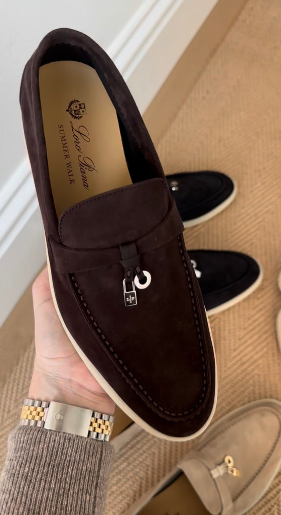 Loro Piana Summer Charms Walk with Brand Box-Coffee Brown