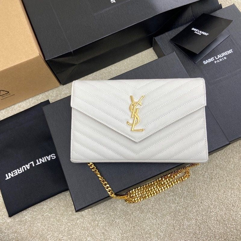 YSL Quilted Chain Wallet with Brand Box