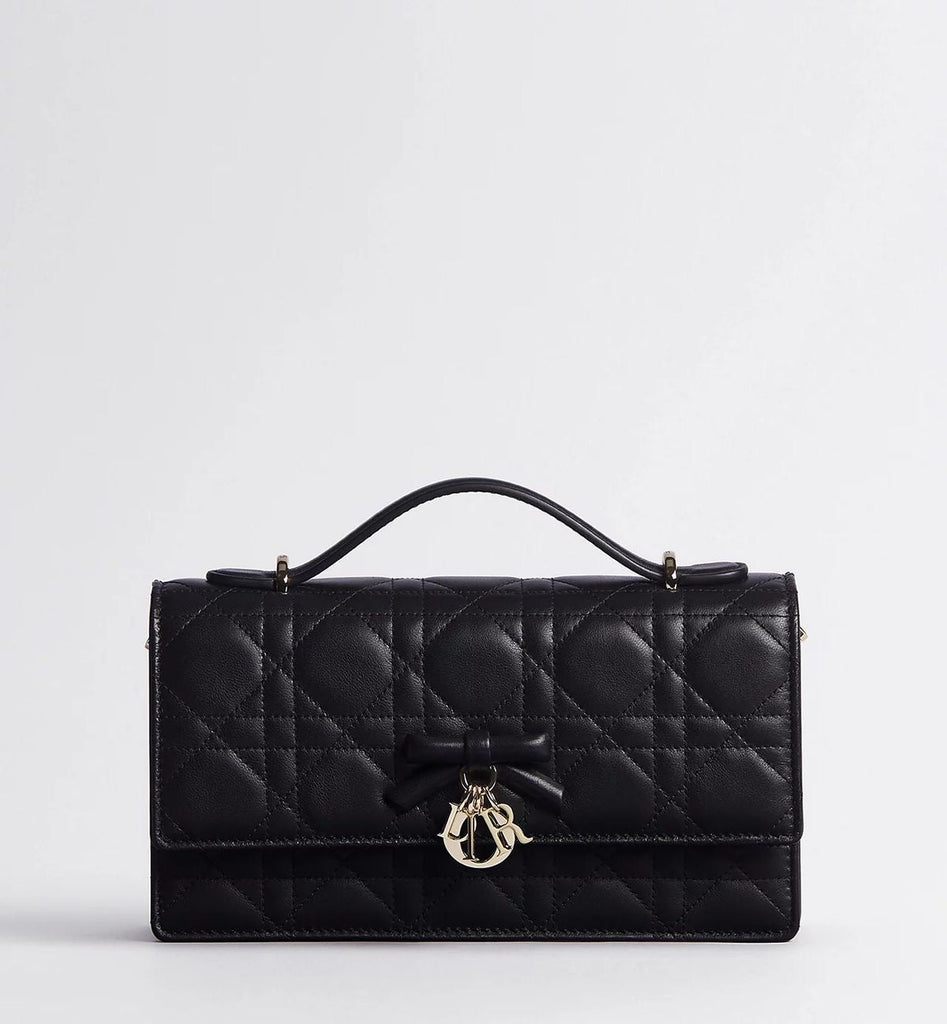 Christian Dior Mini Soupir Black Cannage Bag with Complete Packaging- Genuine Leather